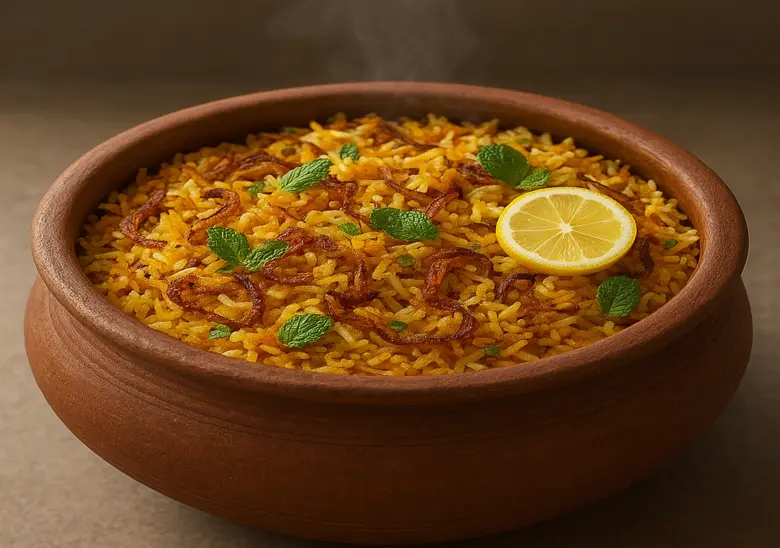 Authentic Hyderabadi biryani catering setup for Edmonton events