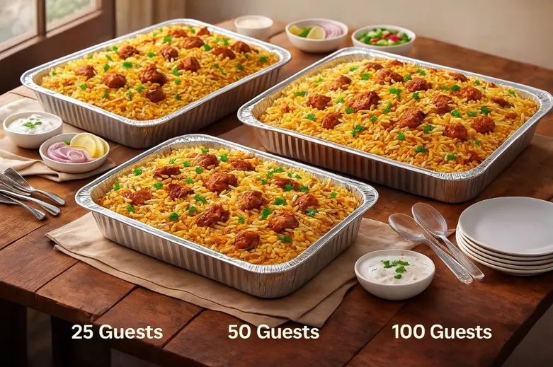 Biryani serving portions for corporate events and weddings in Edmonton